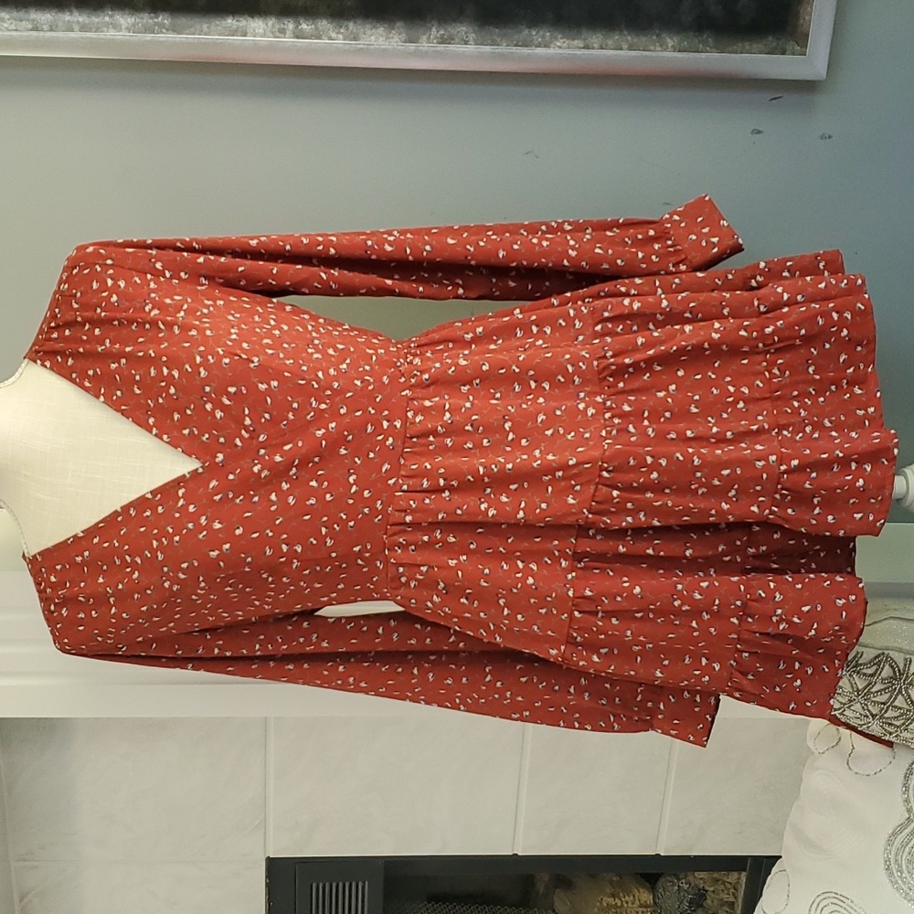 NWT ROKOKO BEAUTIFUL WRAP AROUND RUST TIERED DRESS